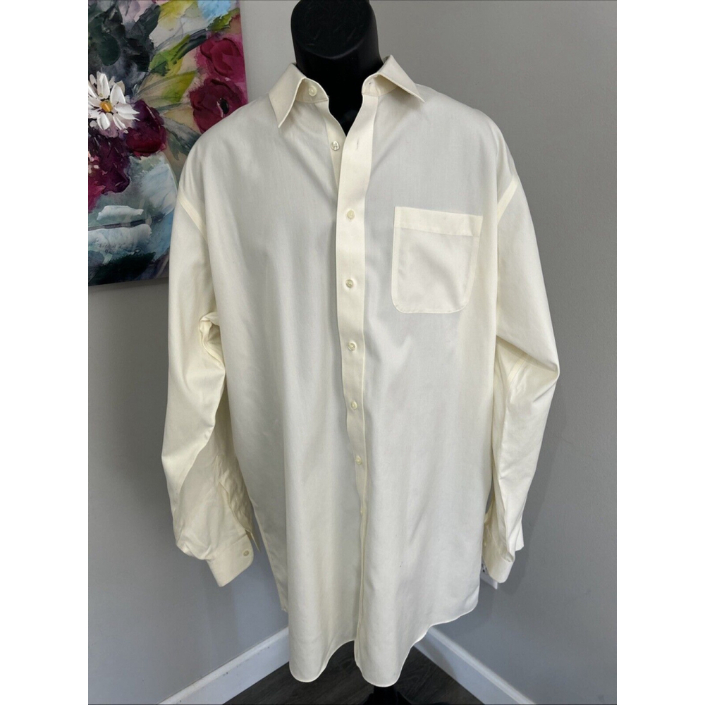 Jos A Banks 17.5/37 Cream Long Sleeve Button Up